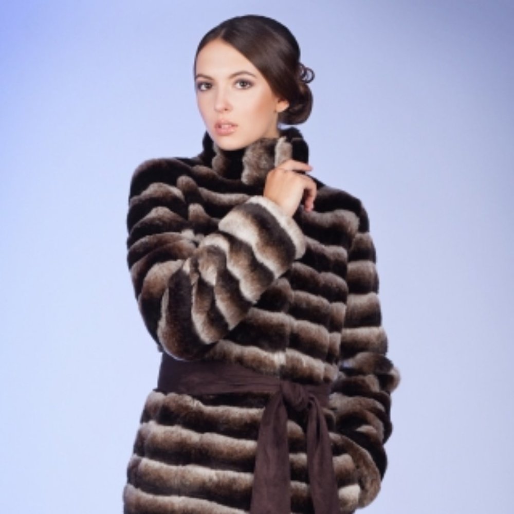 VEGAN SUPER WARM One of a kind FAUX chinchilla brown coat from UKRAINE